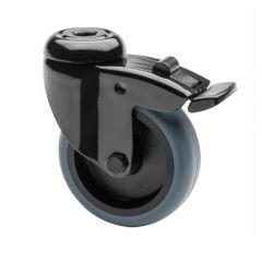 Zwenkwiel 100mm met rem - Zwart