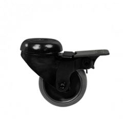 Zwenkwiel 75mm met rem - Zwart