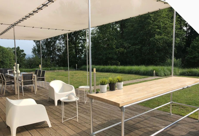 Veranda maken van Steigerbuis (TIP)